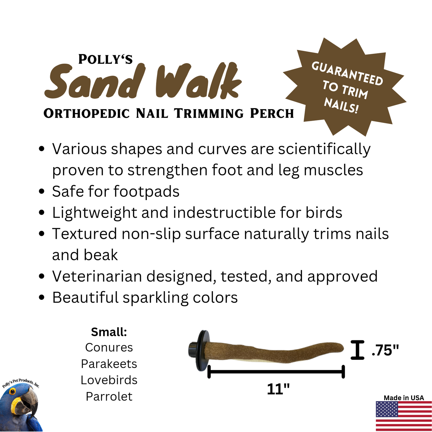 Polly's Orthopedic Sand Walk Perch Small