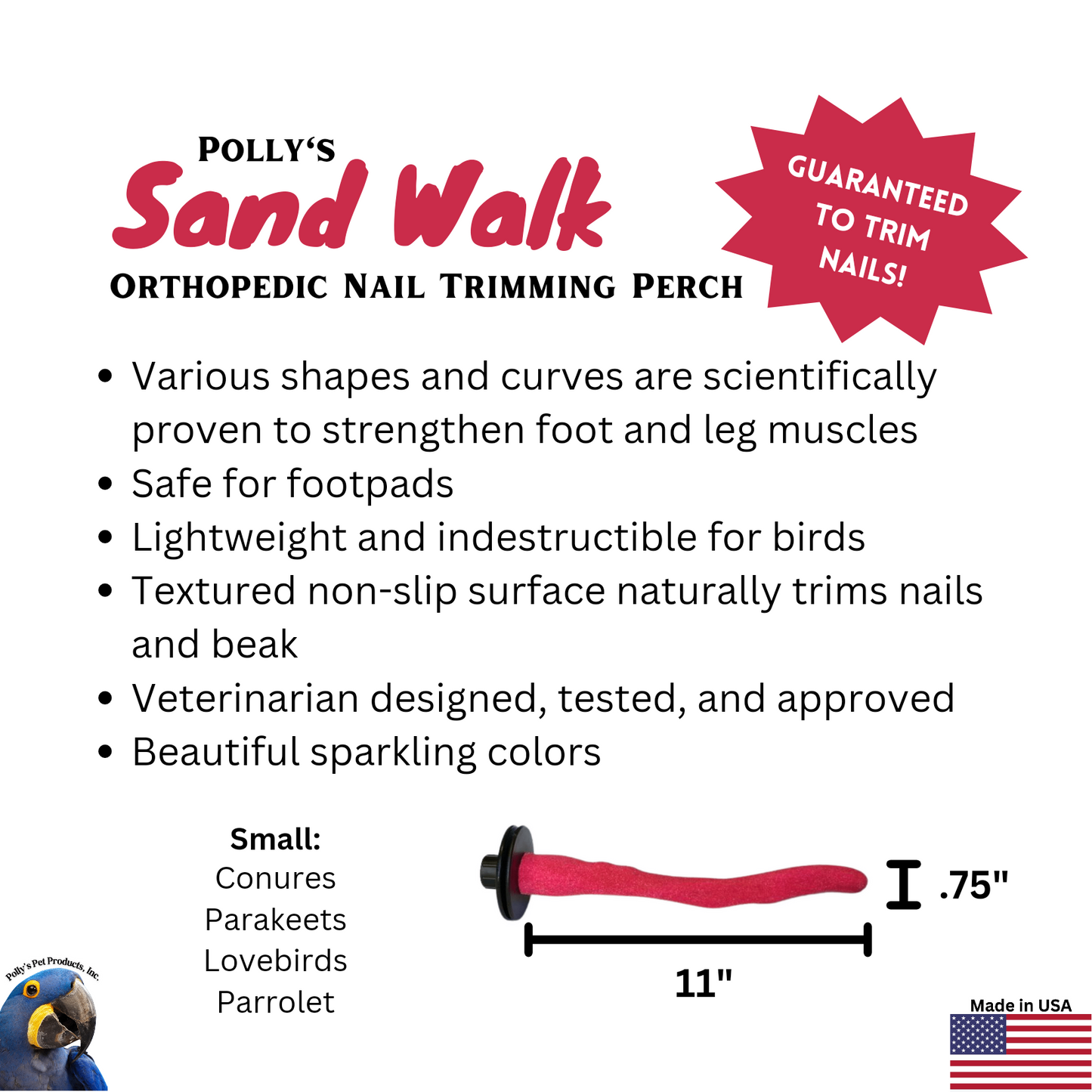 Polly's Orthopedic Sand Walk Perch Small