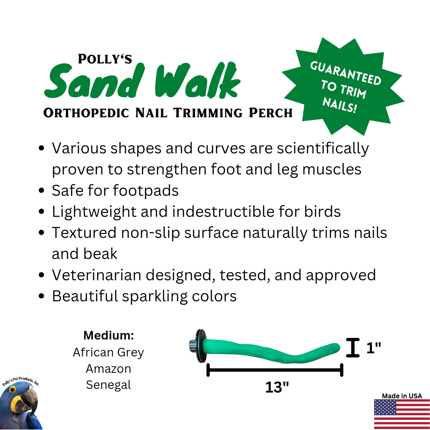 Polly's Orthopedic Sand Walk Perch Medium