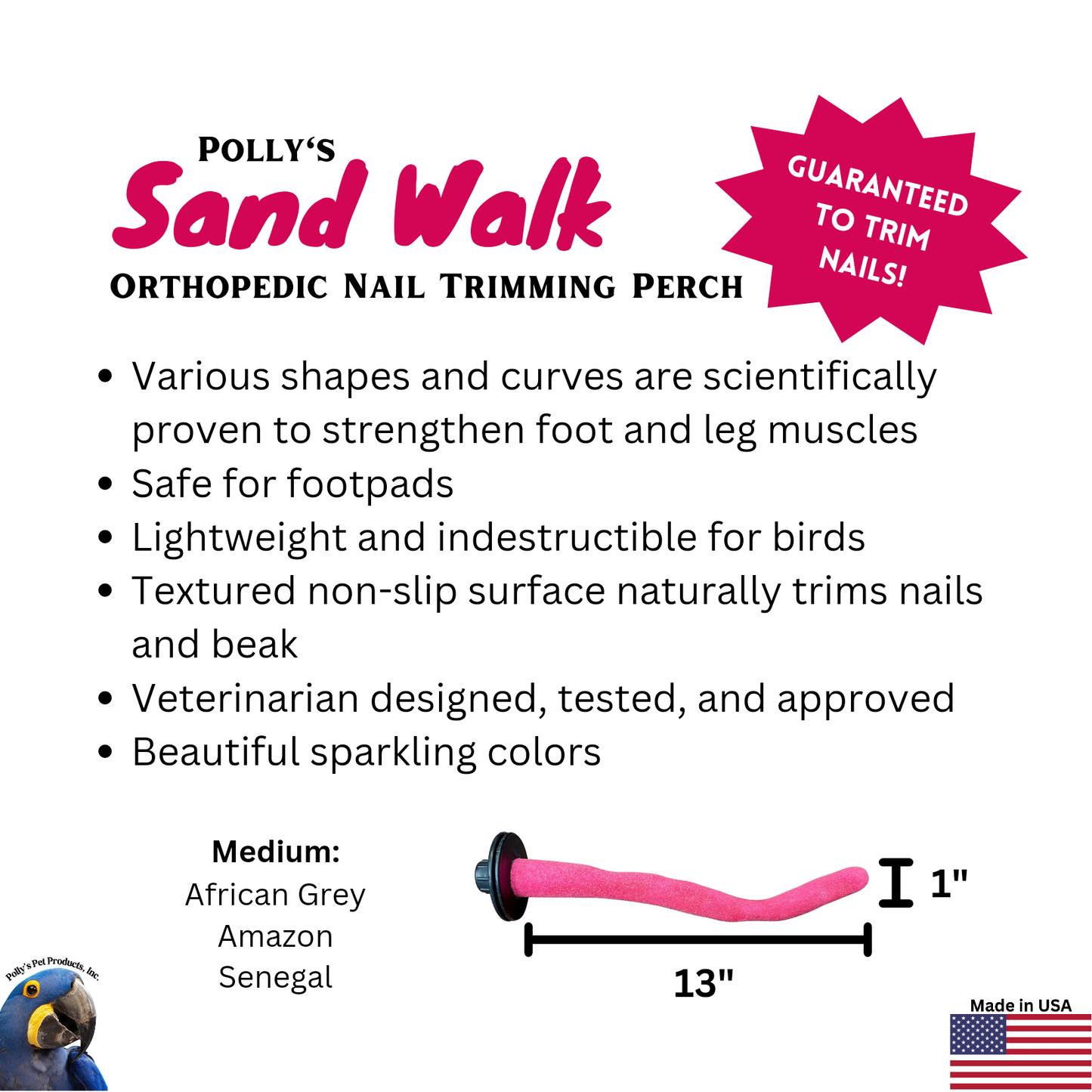 Polly's Orthopedic Sand Walk Perch Medium