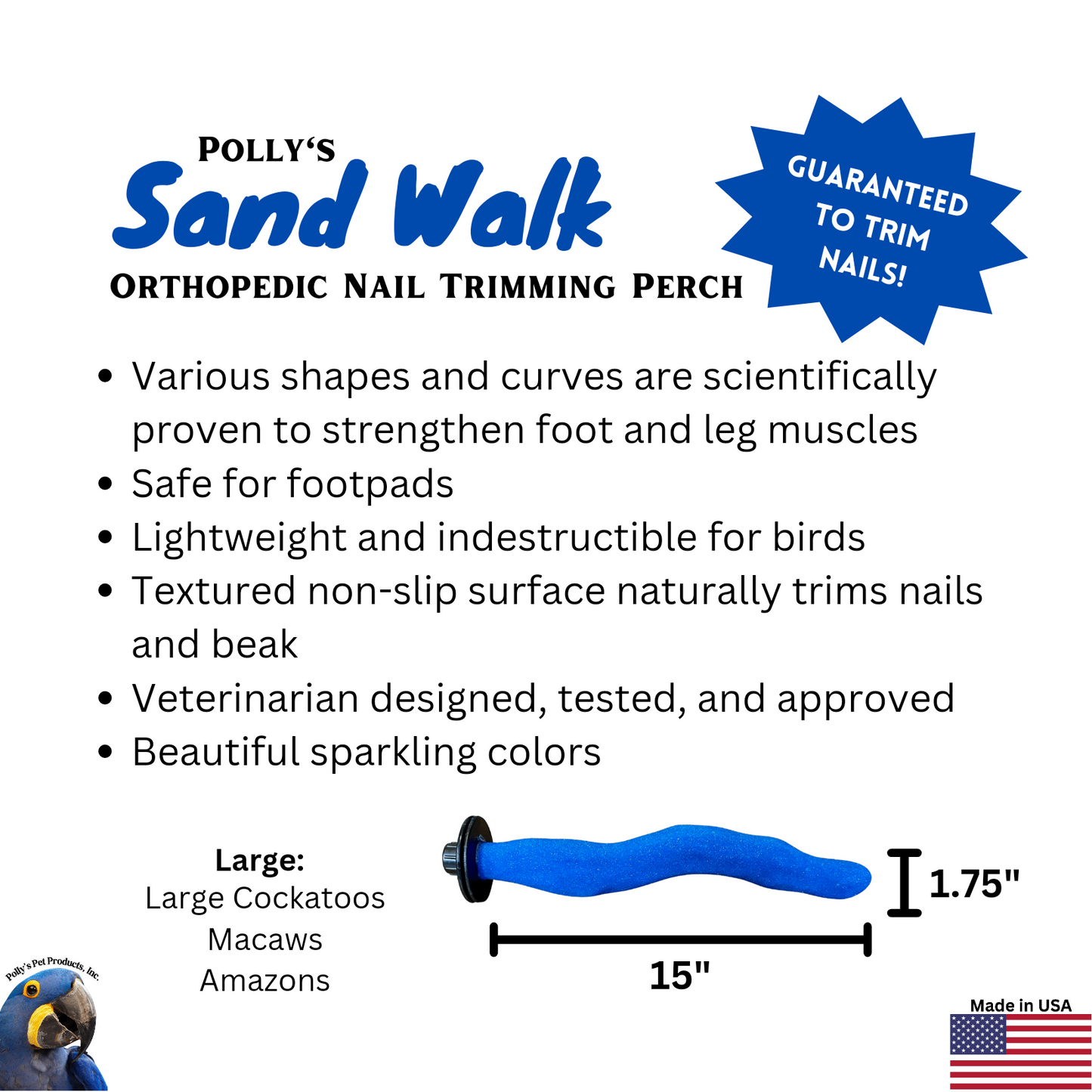 Polly's Orthopedic Sand Walk Perch Large