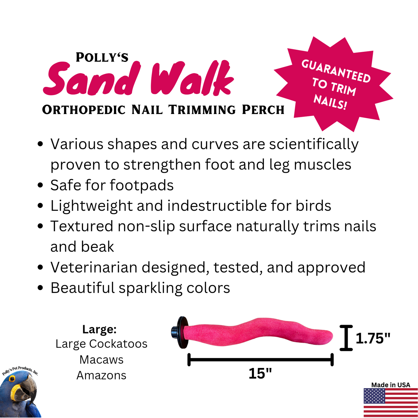 Polly's Orthopedic Sand Walk Perch Large