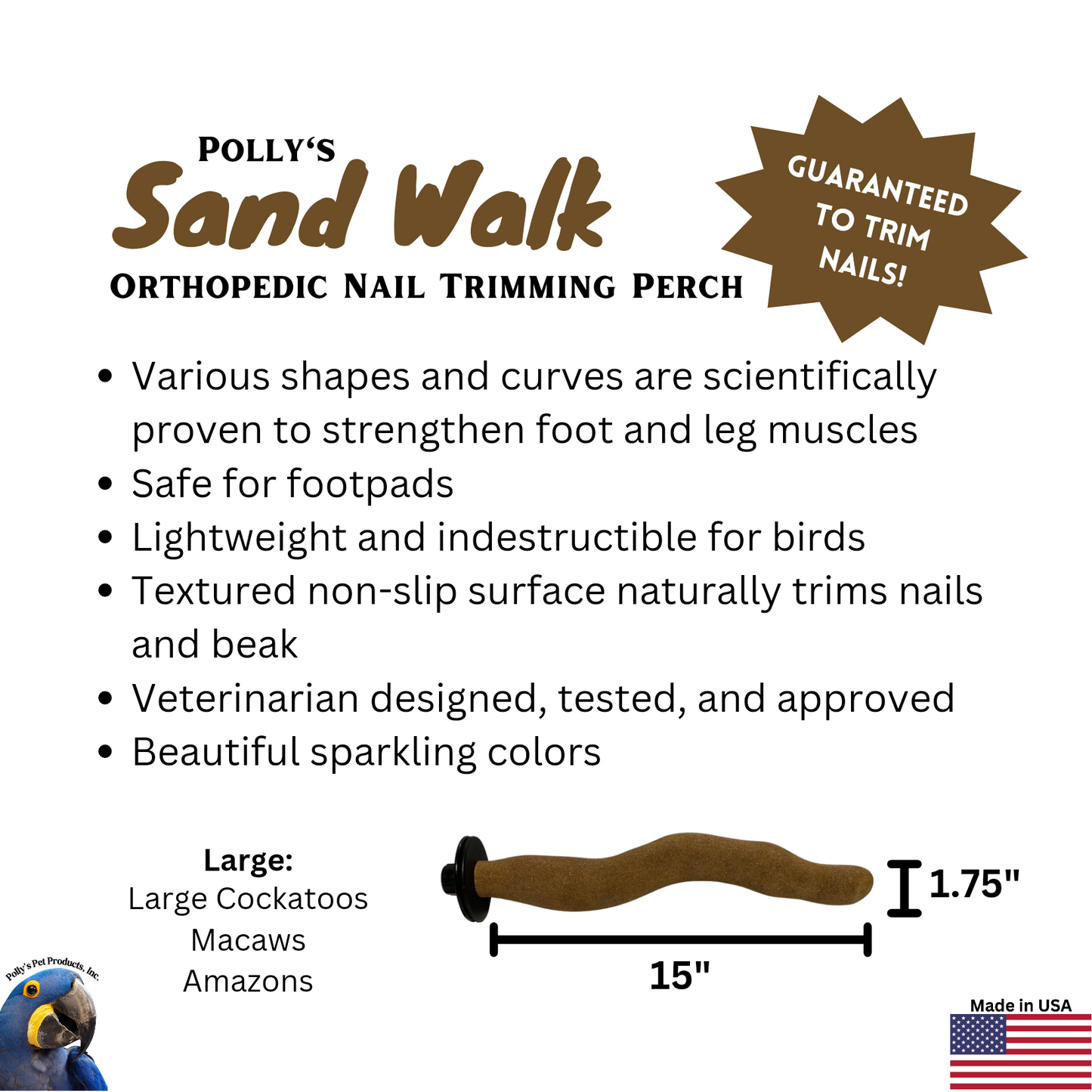 Polly's Orthopedic Sand Walk Perch Large