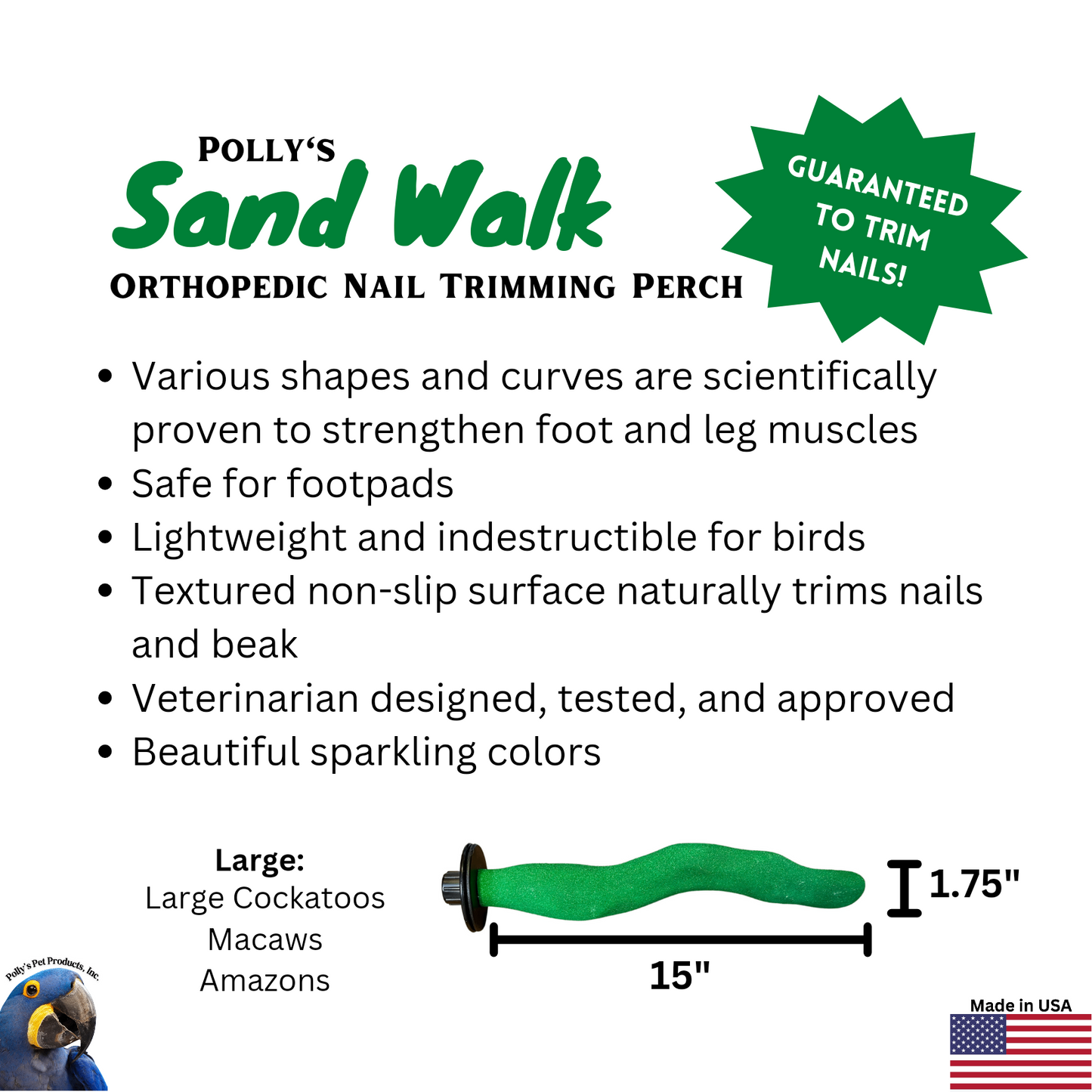 Polly's Orthopedic Sand Walk Perch Large