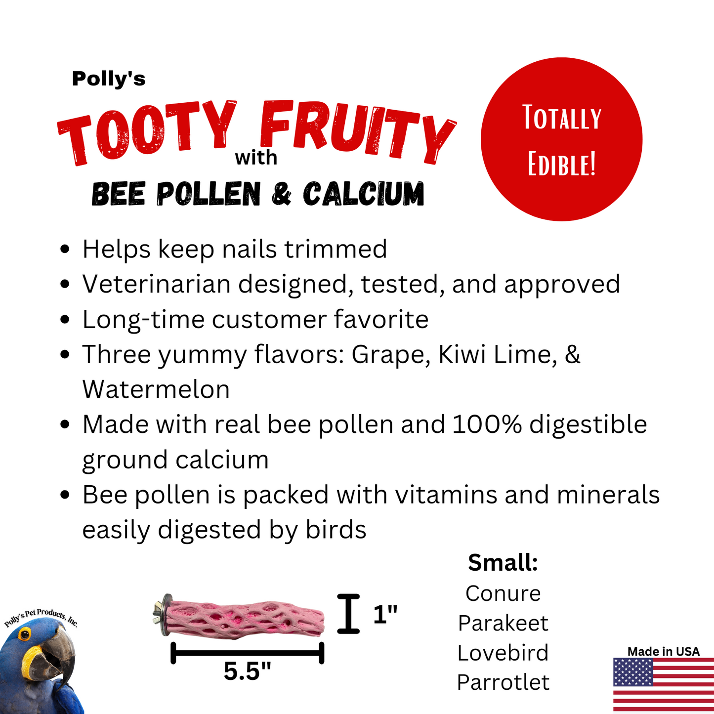 Polly's Tooty Fruity Bee Pollen Perch ~Small