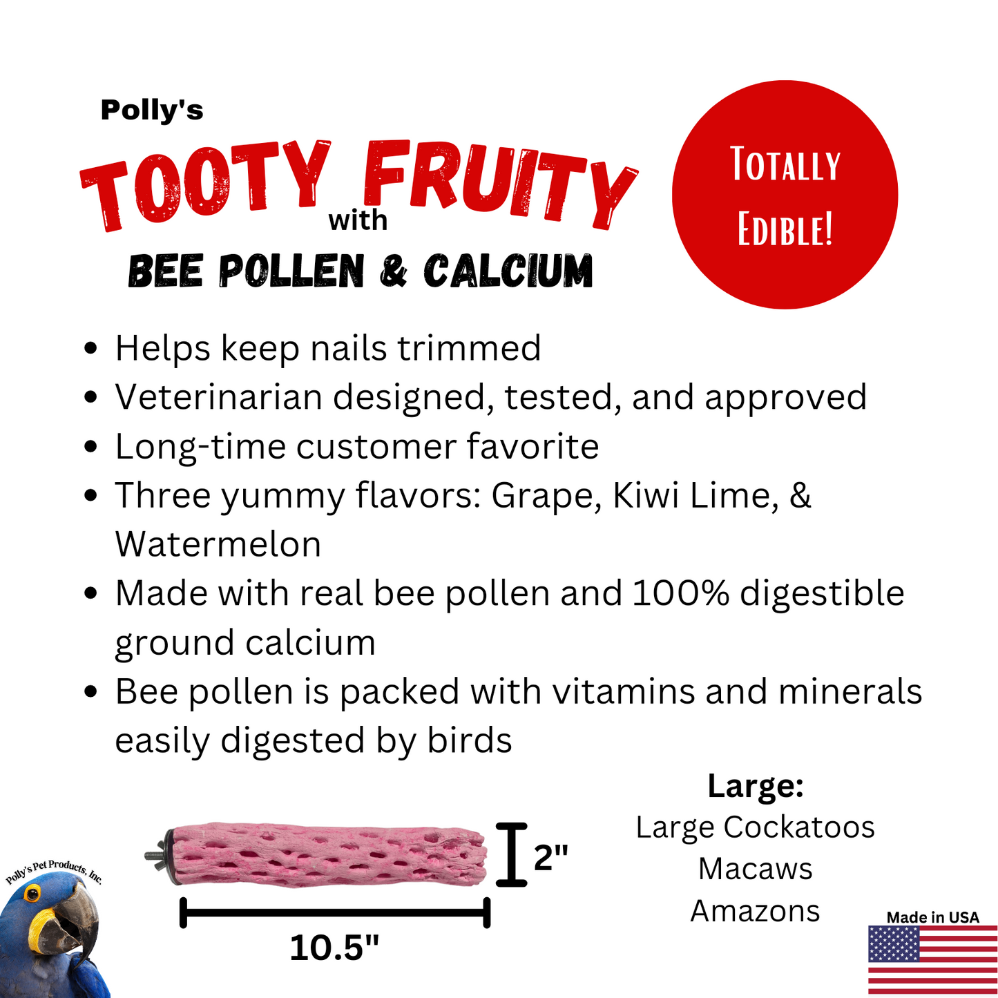 Polly's Tooty Fruity Bee Pollen Perch ~Large