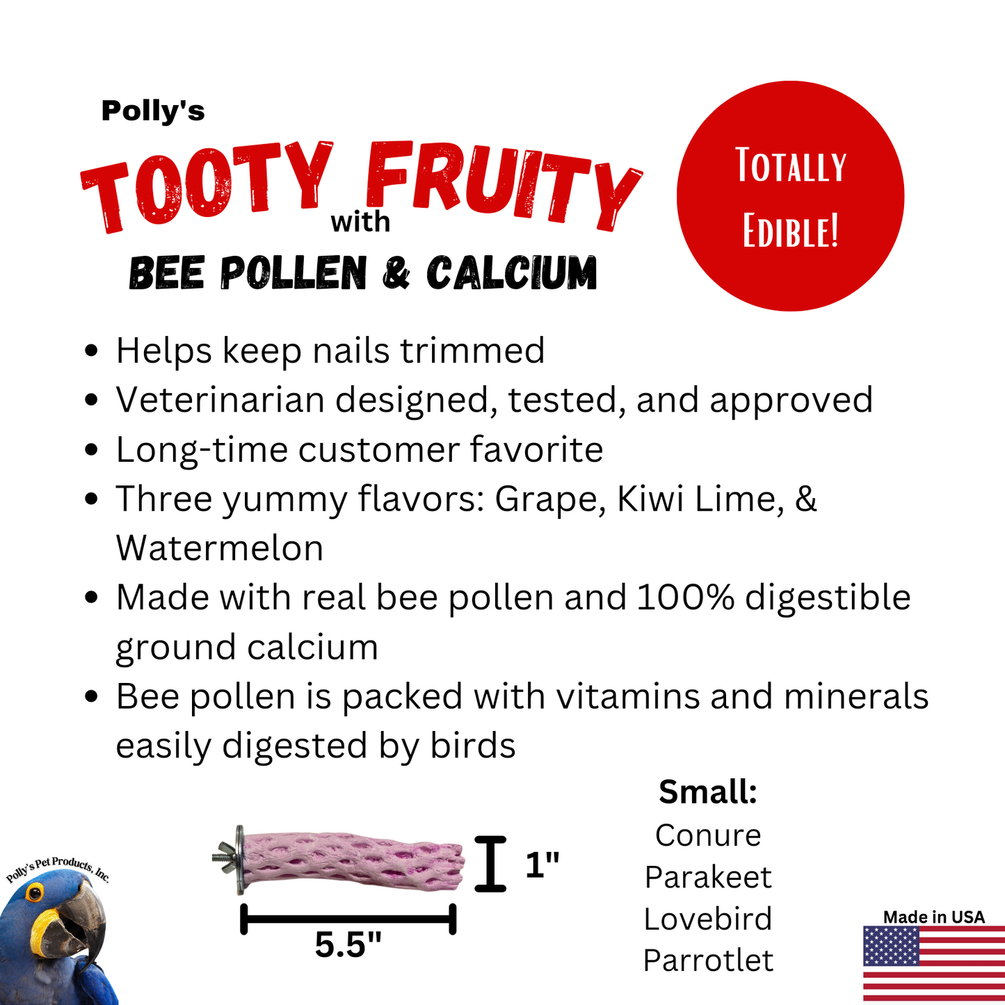 Polly's Tooty Fruity Bee Pollen Perch ~Small