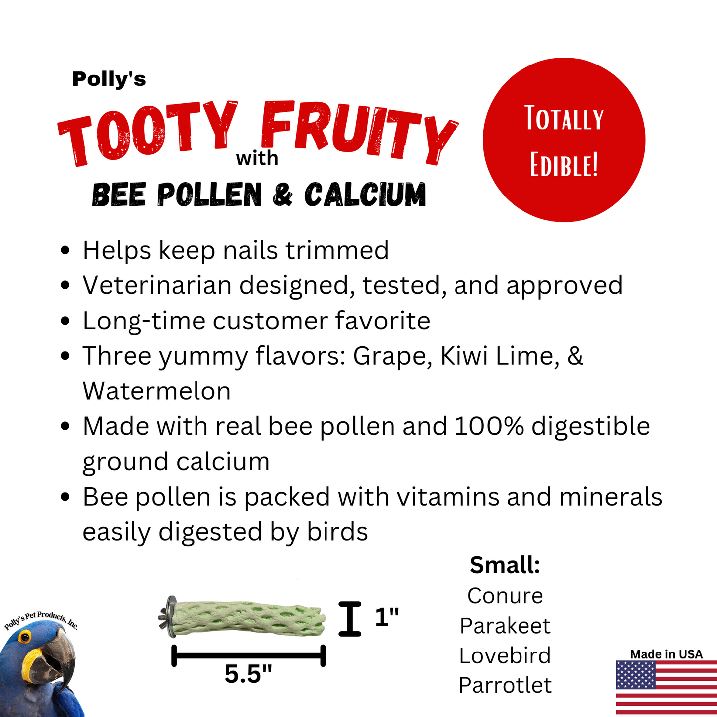 Polly's Tooty Fruity Bee Pollen Perch ~Small