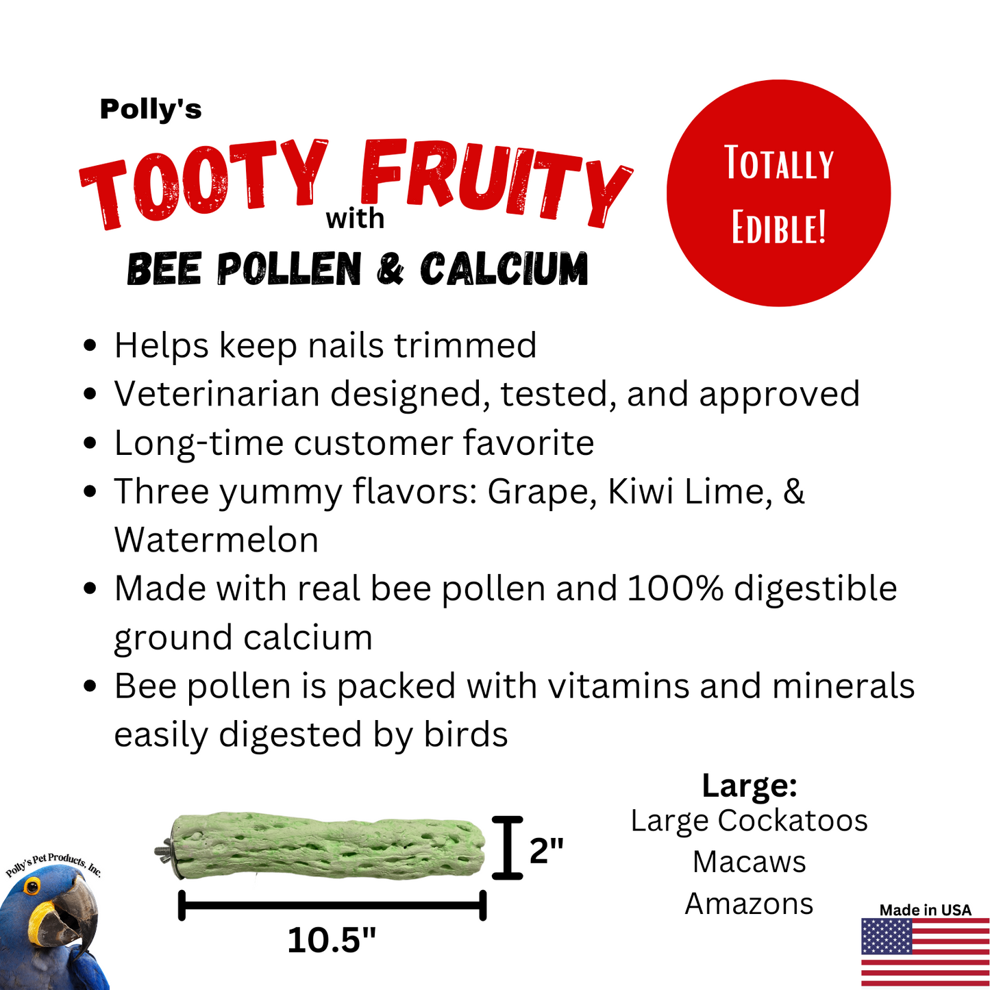 Polly's Tooty Fruity Bee Pollen Perch ~Large
